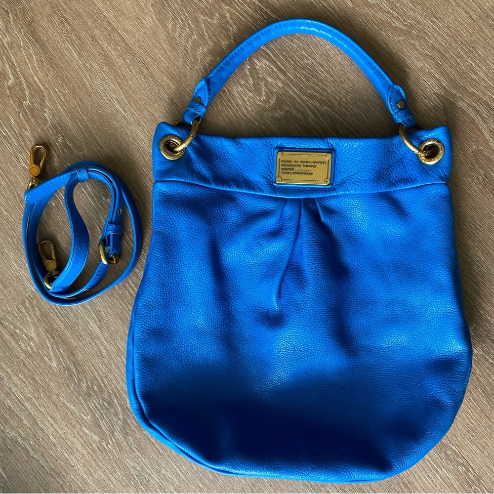 Marc by Marc Jacobs Leather Hillier Hobo Crossbody Bag Blue